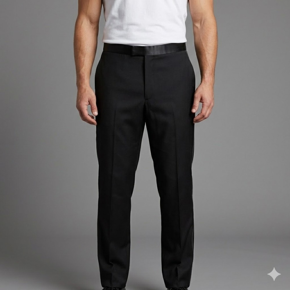 Wilke-Rodriguez‎ Black Wool Blend Formal Tuxedo Trousers 52R EUC